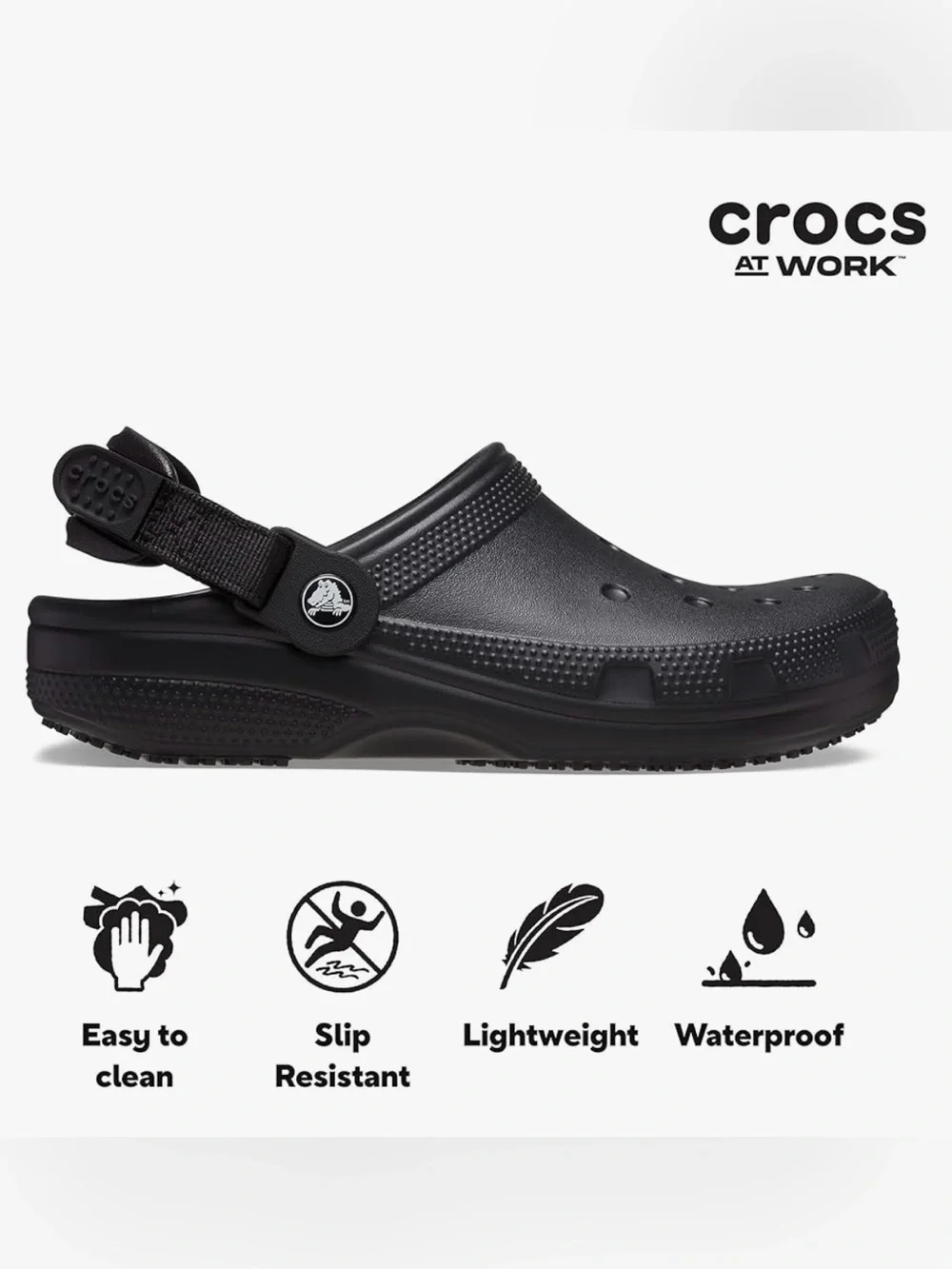 NWT Crocs Classic Work Slip-Resistant Clog Black UnisexM10/W12